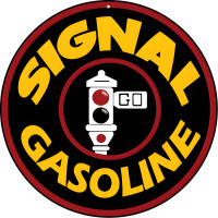 Signal Gas Motor Oil And Gasoline Metal Sign - 14" Round