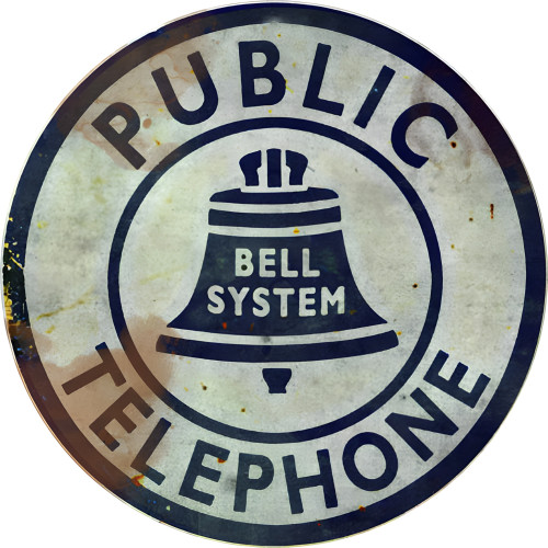 Public Bell System Telephone Metal Sign - 14" Round