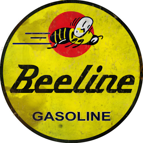 Beeline Gasoline Motor Oil Metal Sign - 14" Round
