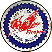 Firebird Pure Oil Co. Racing Gasoline Metal Sign - 14" Round