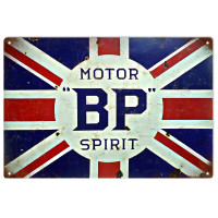 BP Motor Oil With British Flag Metal Sign - 12" x 18"