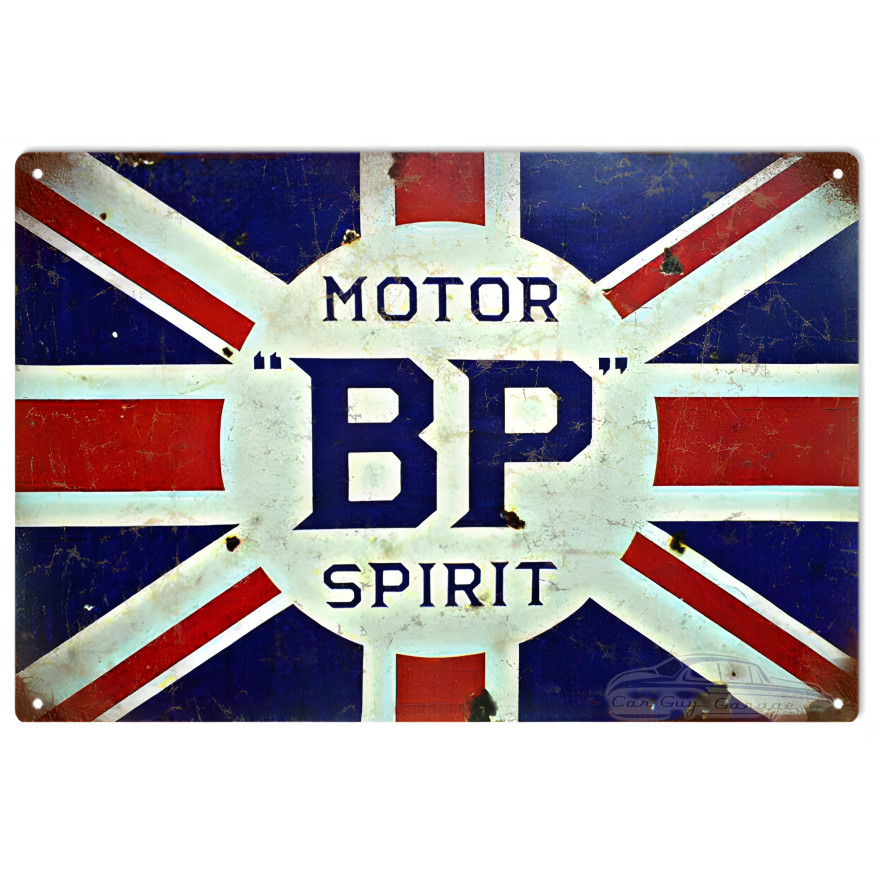 BP Motor Oil With British Flag Metal Sign - 12" x 18" BP Motor Oil With British Flag Metal Sign - 12" x 18"