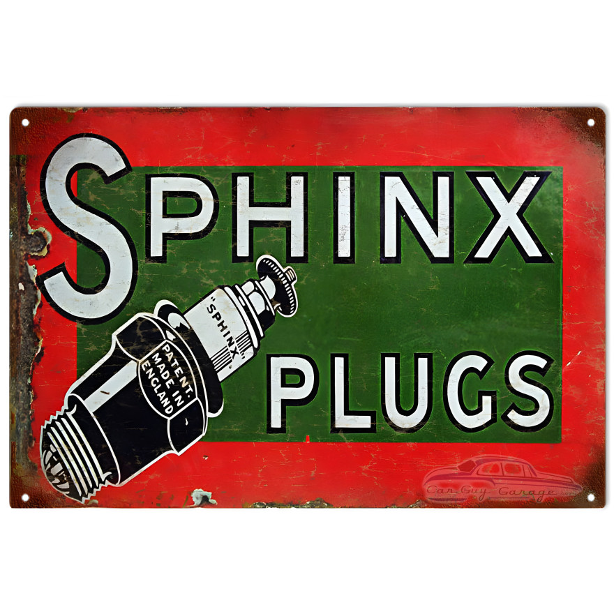 Sphinx Plugs Motor Oil and Gas Metal Sign - 12" x 18" Sphinx Plugs Motor Oil and Gas Metal Sign - 12" x 18"
