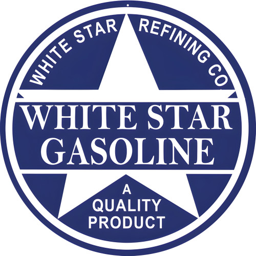 White Star Gasoline Station Metal Sign - 14" Round