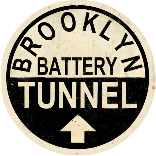 Brooklyn Battery Tunnel Metal Sign - 14" Round