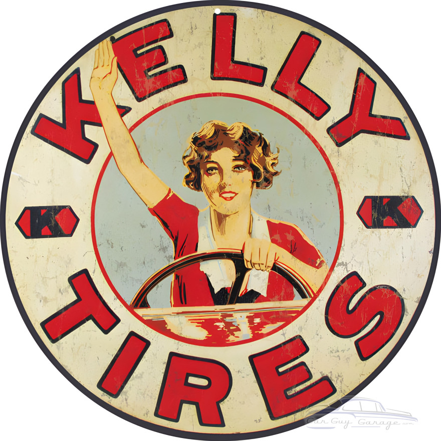 Kelly Tires Gasoline Service Station Metal Sign - 14" Round Kelly Tires Gasoline Service Station Metal Sign - 14" Round