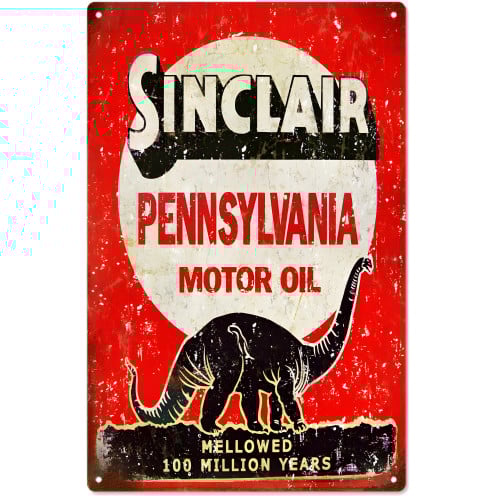 Sinclair Pennsylvania Motor Oil Metal Sign - 12" x 18"