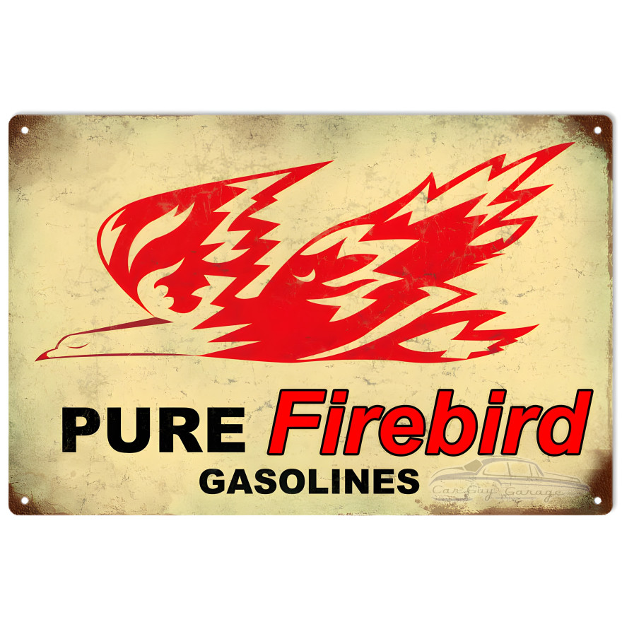 Pure Firebird Gasoline Metal Sign - 12" x 18" Pure Firebird Gasoline Metal Sign - 12" x 18"