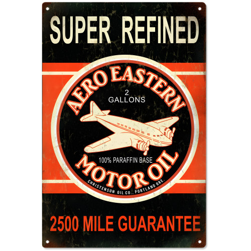 Super Refined Aero Eastern Motor Oil Co. Metal Sign - 12" x 18"