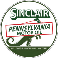Sinclair Pennsylvania Motor Oil Metal Sign - 14" Round