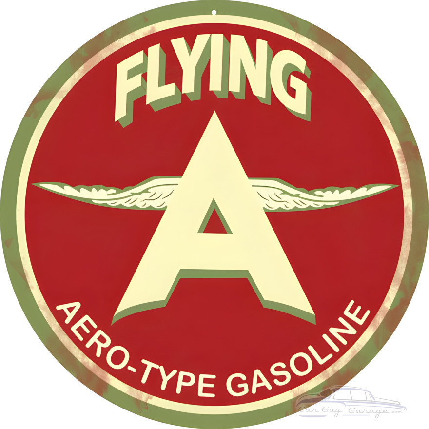 Flying A Aero-Type Gasoline Metal Sign - 14" Round Flying A Aero-Type Gasoline Metal Sign - 14" Round