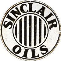 Sinclair Oils Black and White Gas Metal Sign - 14" Round
