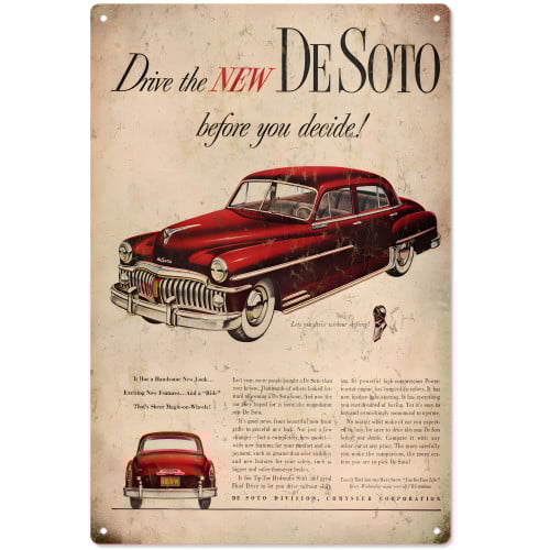 Drive The New DeSoto Before You Decide Chrysler Corp Metal Sign - 12" x 18"