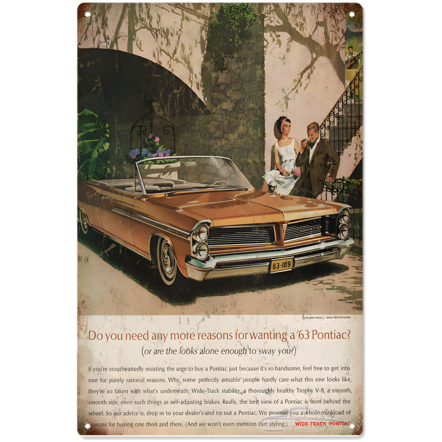 Nostalgic 63 Pontiac Advertisement Metal Sign - 12" x 18" Nostalgic 63 Pontiac Advertisement Metal Sign - 12" x 18"