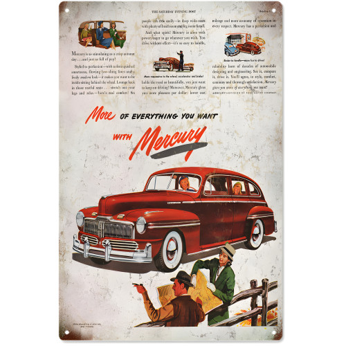 The Saturday Evening Post Mercury Advertisement Metal Sign - 12" x 18"