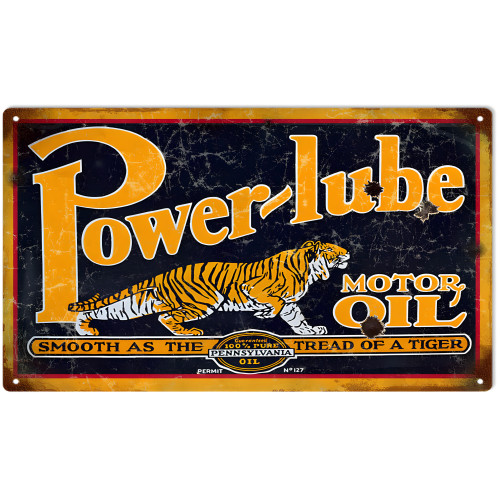 Power Lube Motor Oil Pennsylvania Metal Sign - 8" x 14"