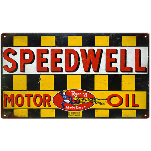 Speedwell Motor Oil And Gas Station Metal Sign - 8" x 14"