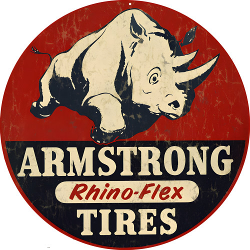 Armstrong Rhino-Flex Tires Metal Sign - 14" Round