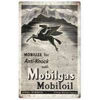 Mobilgas Mobiloil Anti-Knock Metal Sign - 8" x 14"