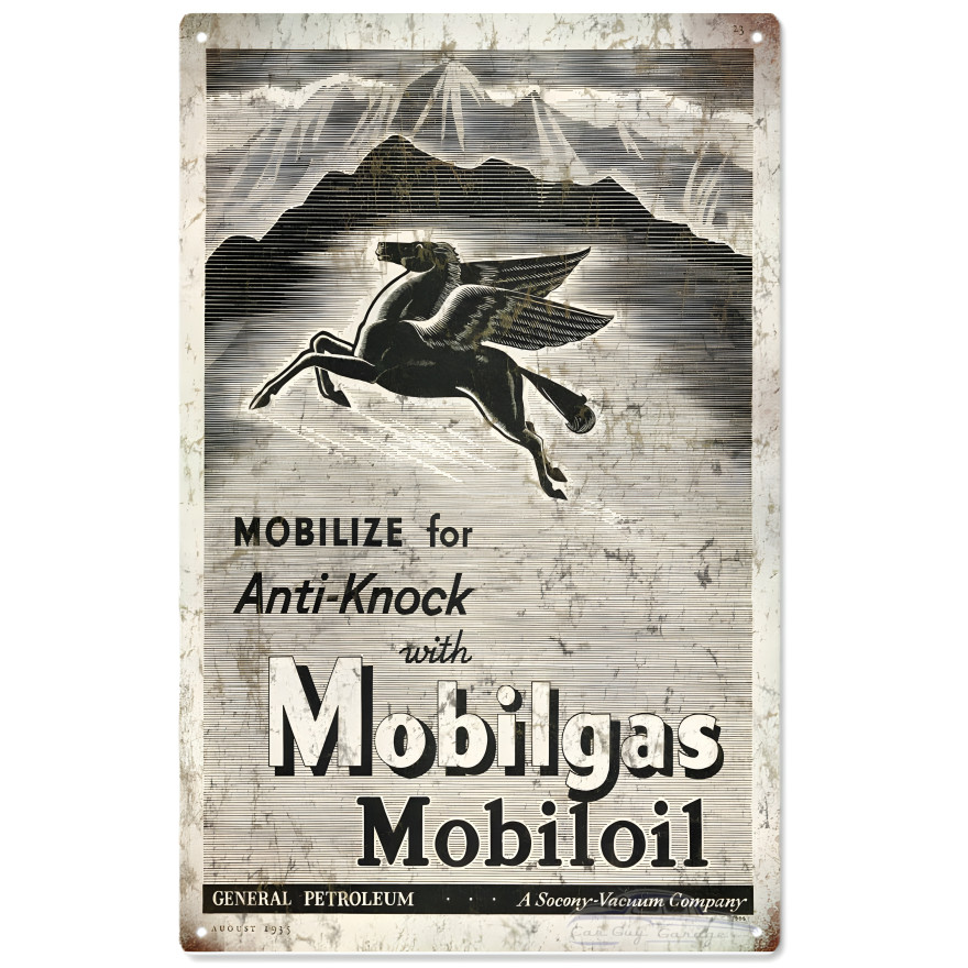 Mobilgas Mobiloil Anti-Knock Metal Sign - 8" x 14" Mobilgas Mobiloil Anti-Knock Metal Sign - 8" x 14"