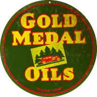 Gold Medal Oils Metal Sign - 14" Round