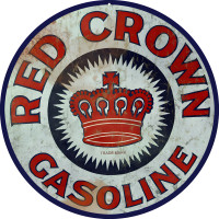 Red Crown Gasoline Station Metal Sign - 14" Round