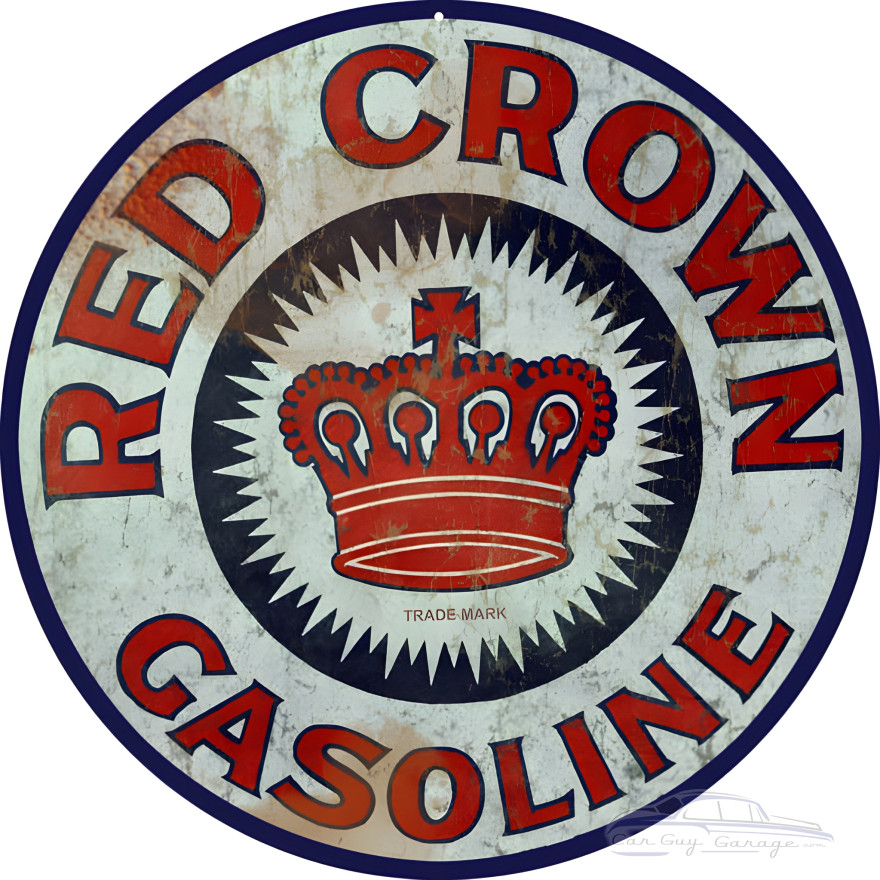 Red Crown Gasoline Station Metal Sign - 14" Round Red Crown Gasoline Station Metal Sign - 14" Round