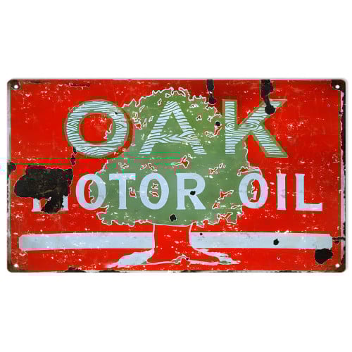 Oak Motor Oil Metal Sign - 8" x 14"