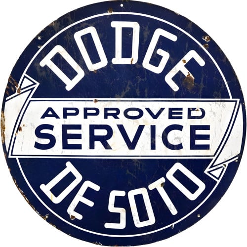 Dodge De Soto Approved Service Metal Sign - 14" Round