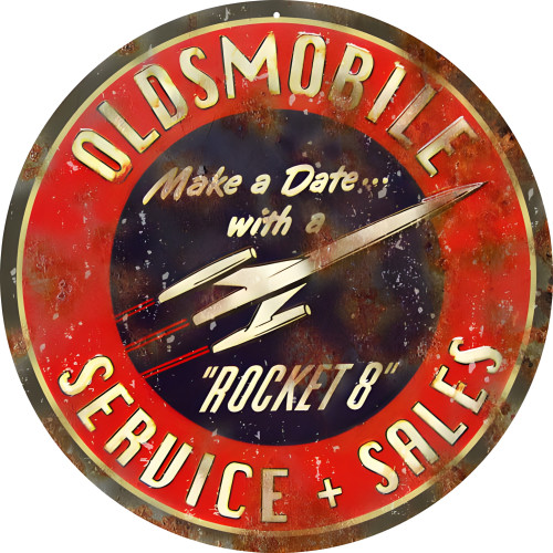 Oldsmobile Service And Sales Metal Sign - 14" Round