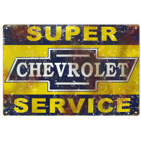 Super Chevrolet Service Metal Sign - 12" x 18"