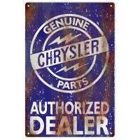 Genuine Chrysler Parts Authorized Dealer Metal Sign - 12" x 18"