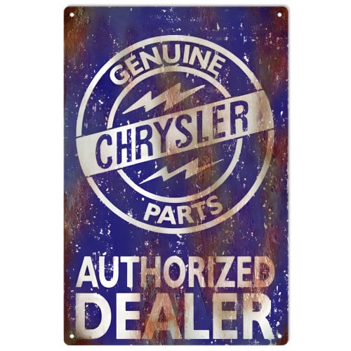 Genuine Chrysler Parts Authorized Dealer Metal Sign - 12" x 18"