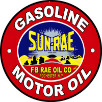 Sun Rae Gasoline Motor Oil Metal Sign - 14" Round