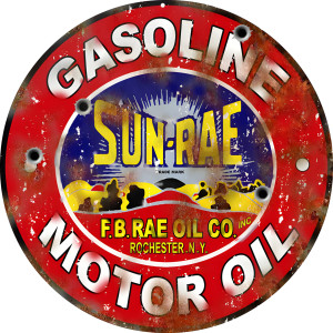 Sun Rae Gasoline Motor Oil Metal Sign - 14" Round