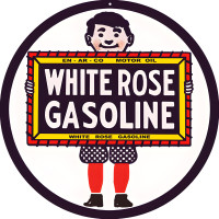 White Rose Gasoline Metal Sign - 14" Round