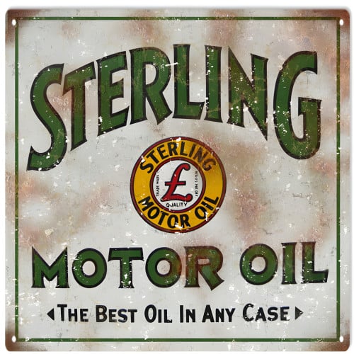 Sterling Motor Oil Metal Sign - 12" x 12"