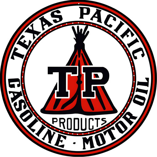 Texas Pacific TP Gasoline Motor Oil Metal Sign - 14" Round