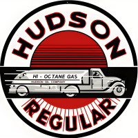 Hudson Regular Gasoline Metal Sign - 14" Round