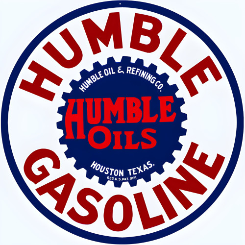 Humble Gasoline & Oils Metal Sign - 14" Round