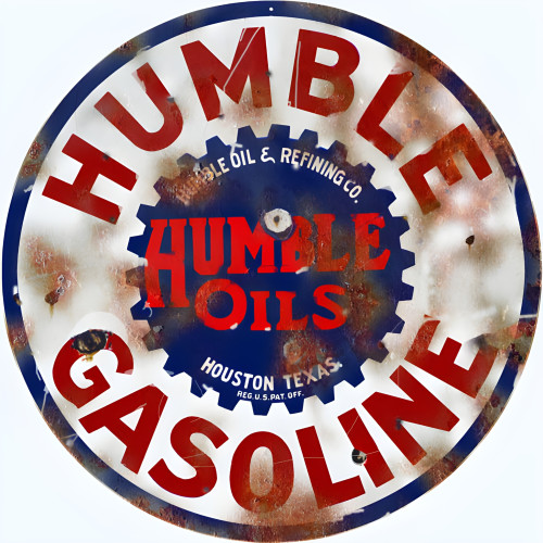 Humble Gasoline & Oils Metal Sign - 14" Round