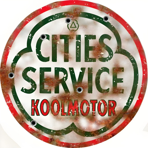 Cities Service Koolmotor Gas Metal Sign - 14" Round