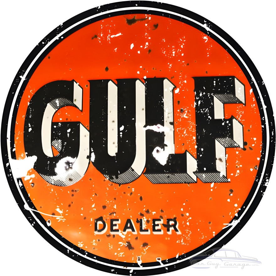 Gulf Gasoline Metal Sign - 14" Round Gulf Gasoline Metal Sign - 14" Round
