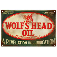 Wolf's Head Oil Metal Sign - 12" x 18"