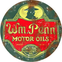 WM Penn Motor Oils Metal Sign - 14" Round