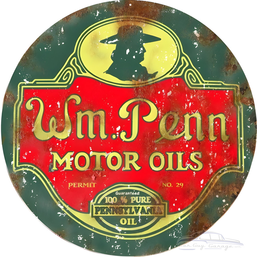 WM Penn Motor Oils Metal Sign - 14" Round