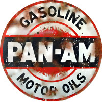 Pan Am Gasoline Motor Oils Metal Sign - 14" Round
