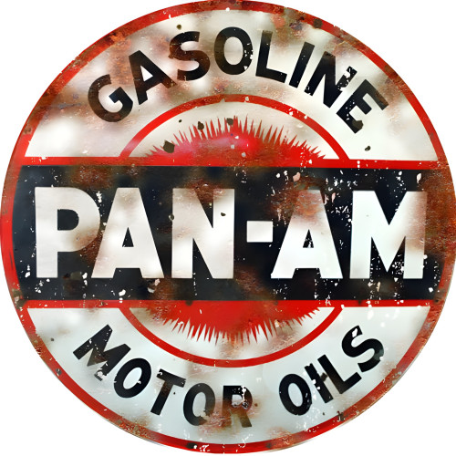 Pan Am Gasoline Motor Oils Metal Sign - 14" Round