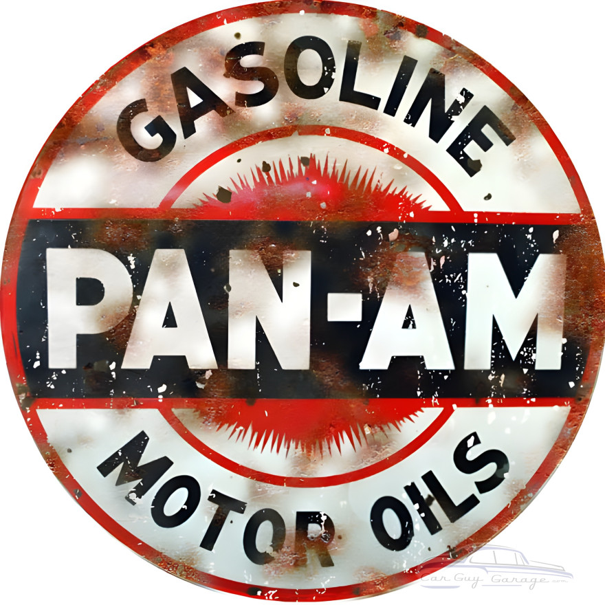 Pan Am Gasoline Motor Oils Metal Sign - 14" Round Pan Am Gasoline Motor Oils Metal Sign - 14" Round