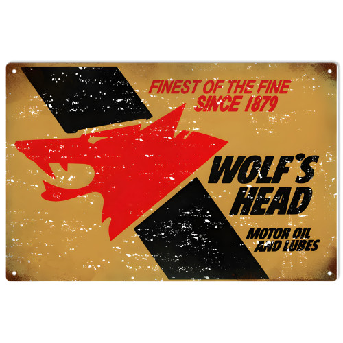 Wolf's Head Motor Oil And Lubes Metal Sign - 12" x 18"